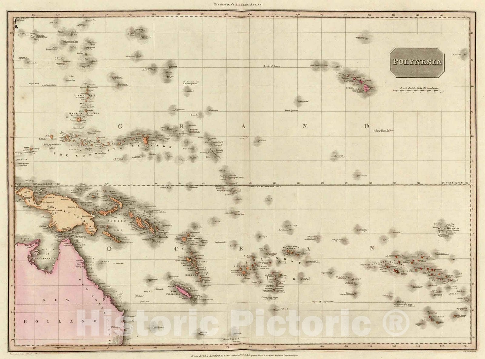 Historic Map : World Atlas Map, Polynesia. 1813 - Vintage Wall Art