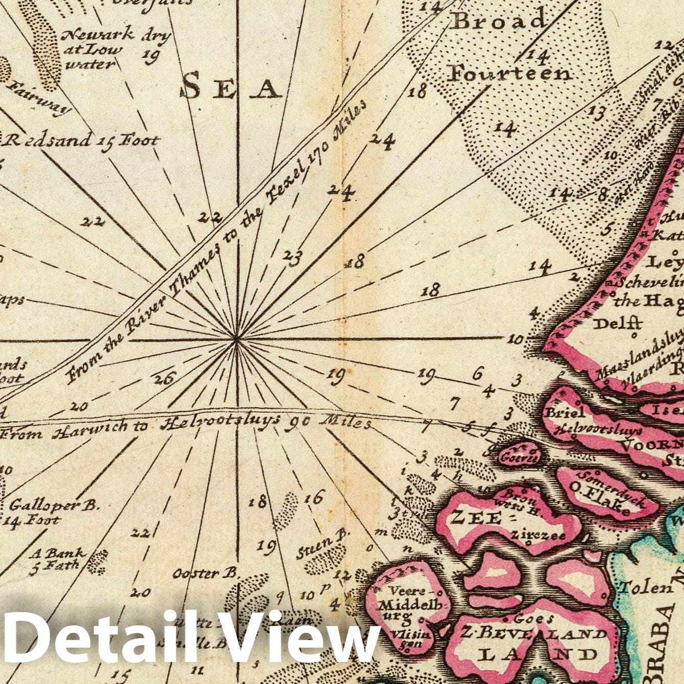 A Chart of Part of Ye Sea Coast of England, Holland & Flanders - Herman Moll 1736 Nautical Chart