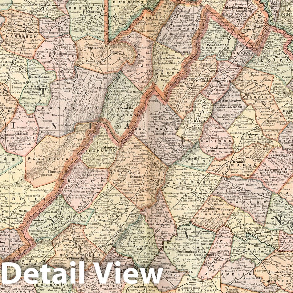Virginia, West Virginia, Maryland, Delaware & District of Columbia Railroad Map 1891
