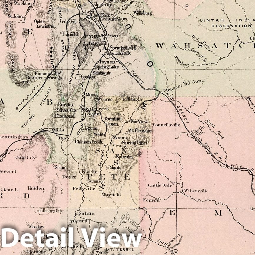 Utah - Railroad Map, 1884 - Historical Map Print from Gray's National Atlas