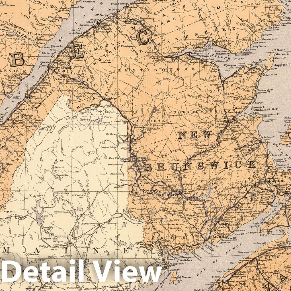 Maritime Provinces and Quebec, Canada - Railroad Map, 1906 - Historical Atlas Print