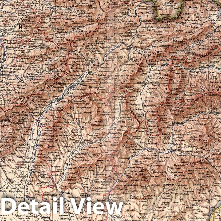 Moravia and Slovakia, 1925 - Historical Map Print from Stieler's Atlas