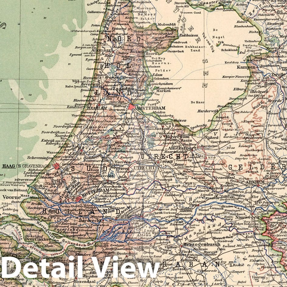 Netherlands, 1925 - Historical Map Print from Stieler's Atlas