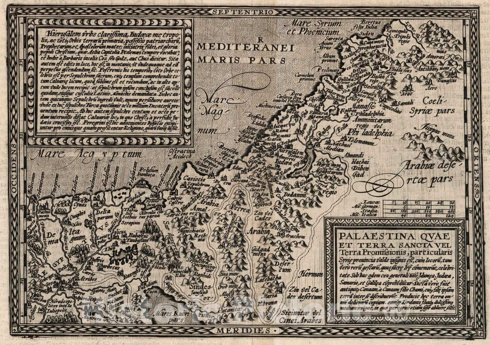 Historic Wall Map : Palestine,8. Palaestina quae et Terra Sancta vel Terra Promissionis 1600 , Vintage Wall Art