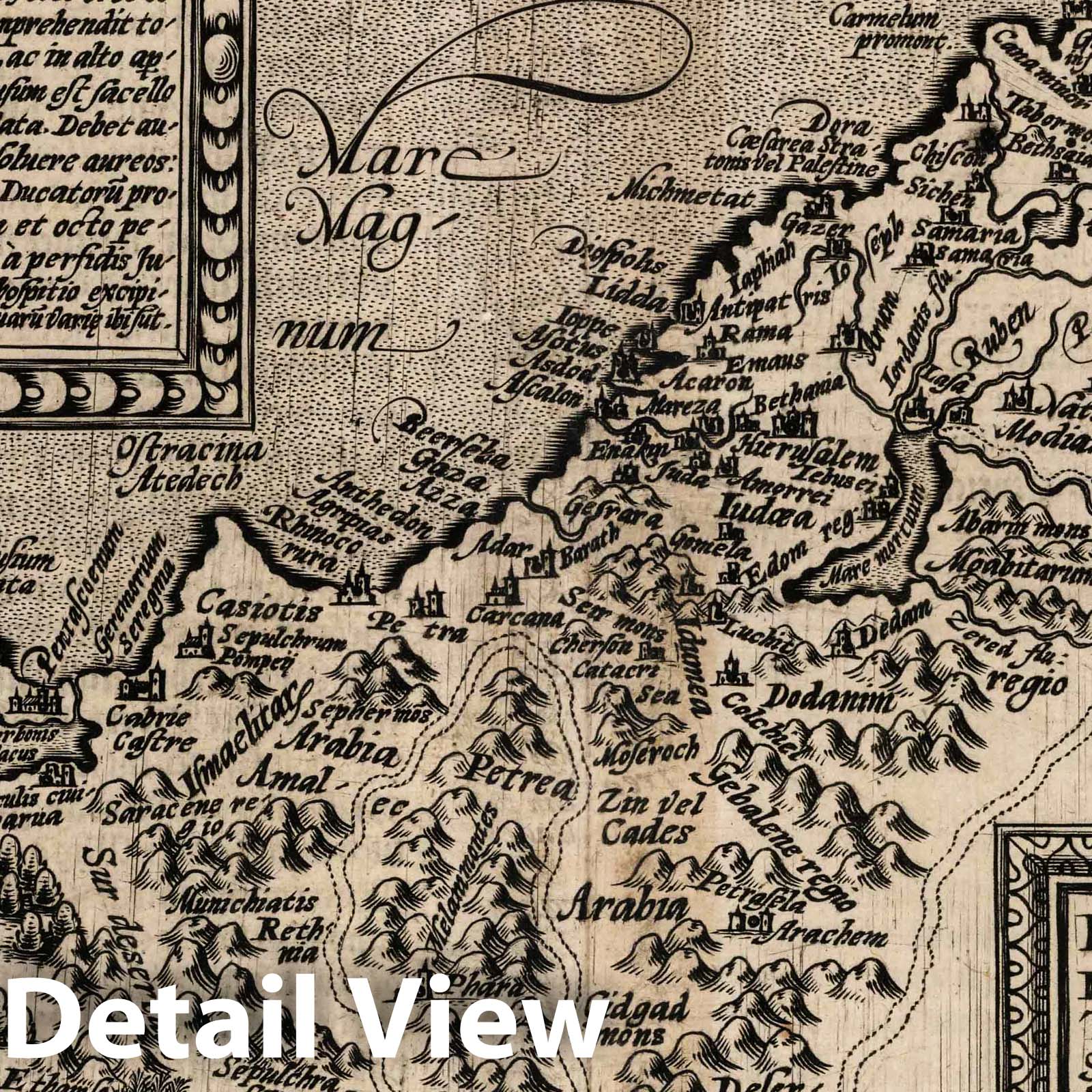 Palestine, 1600 - Historical Map Print from Geographisch Handtbuch
