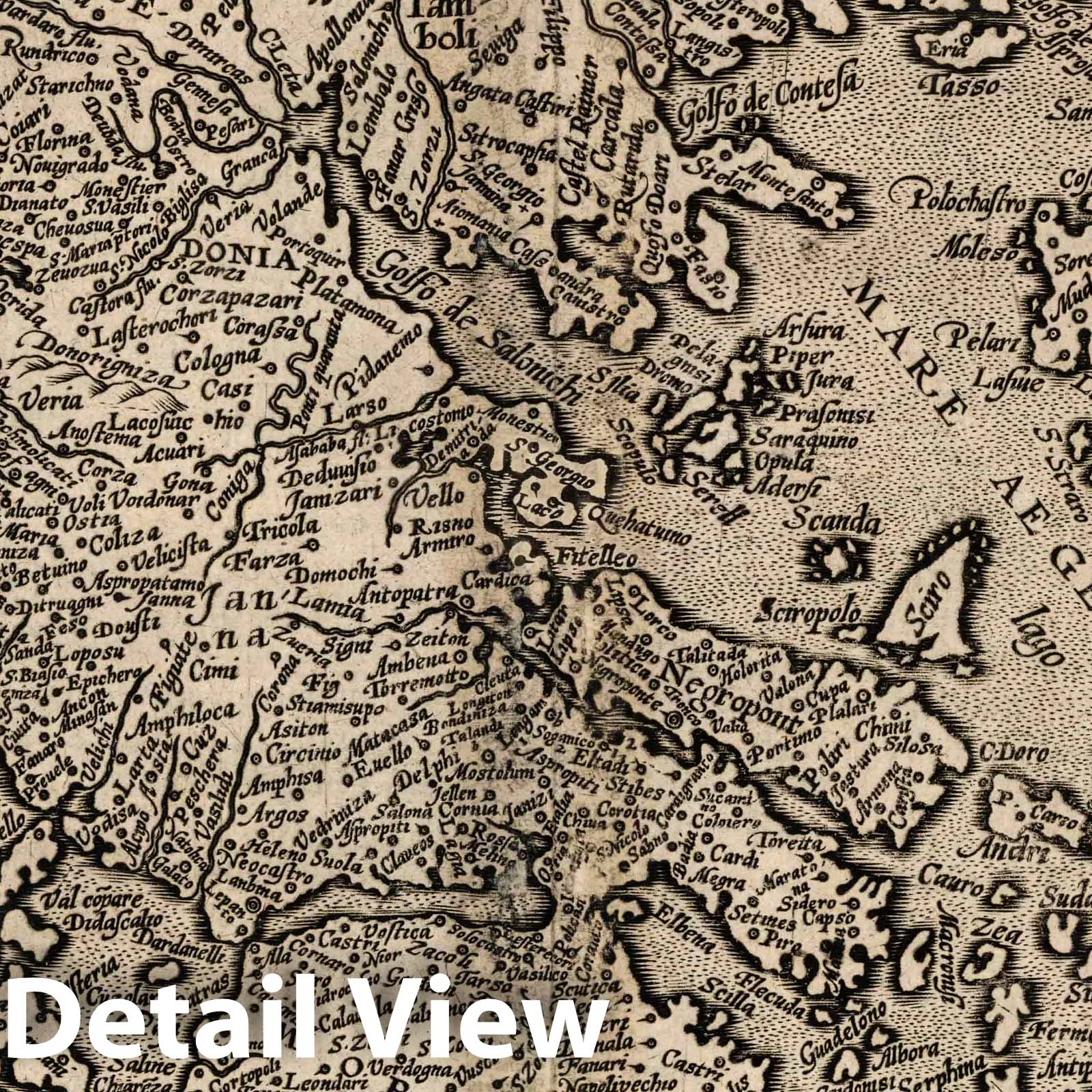 Greece, 1600 - Historical Map Print from Quad's Geographisch Handtbuch