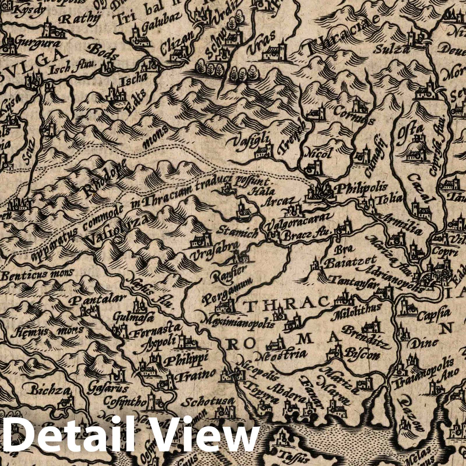 Thrace and Bulgaria, 1600 - Historical Map Reproduction