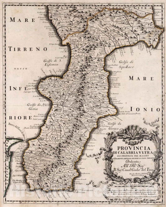 Historic Map : Italy, , EuropeProvincia di Calabria Ultra 1714 , Vintage Wall Art