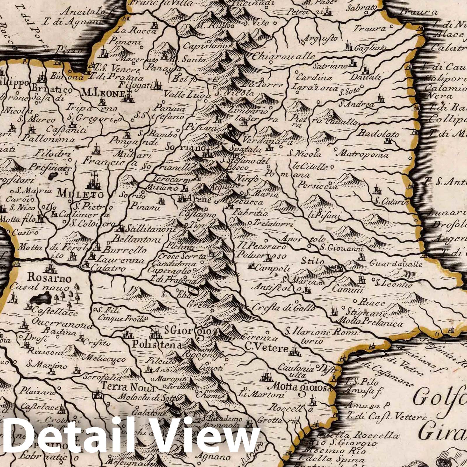 Calabria Ulterior, Italy - River Map, 1714 - Historical Map Print