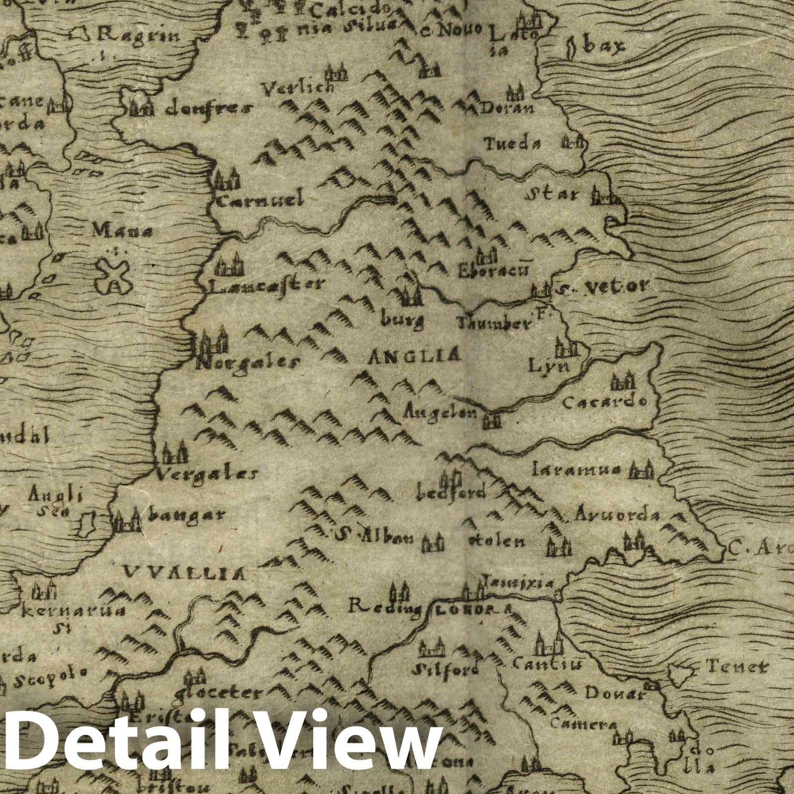 England and Ireland - Route Map, 1548 - Gastaldi Ptolemy Atlas Print