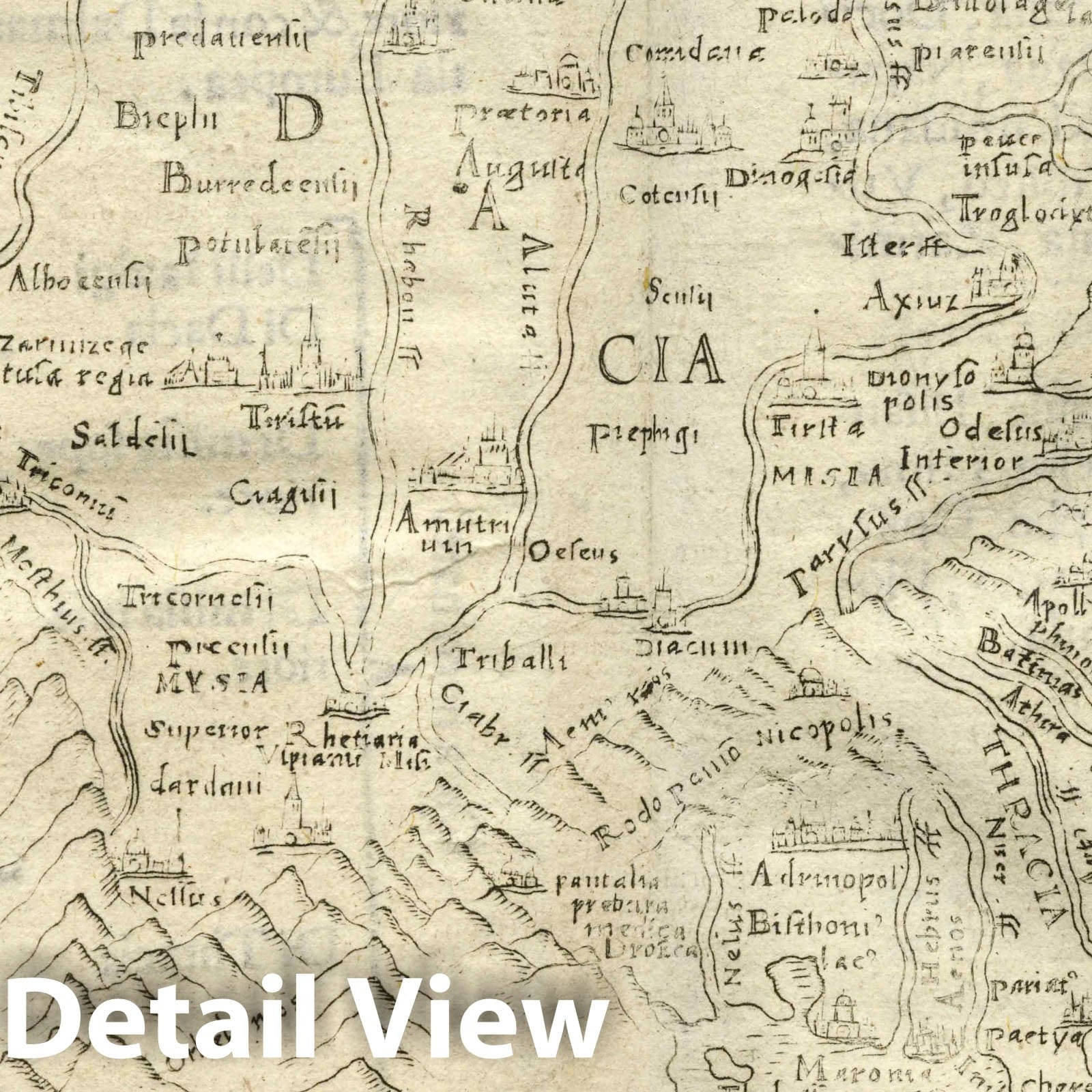 Balkan Peninsula - Route Map, 1548 - Ptolemy Historical Map Print