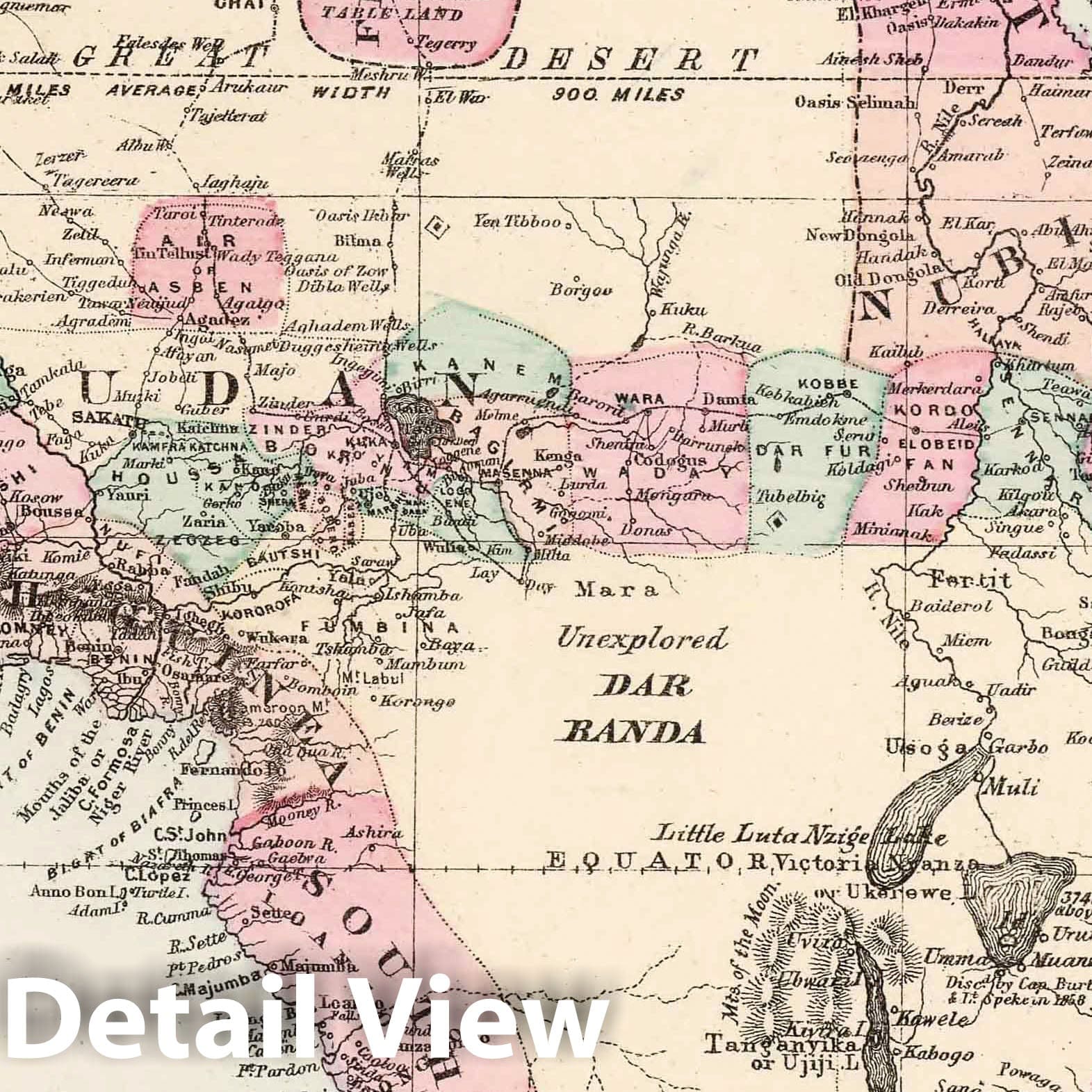 Africa - Survey Map, 1874 - Historical Map Print