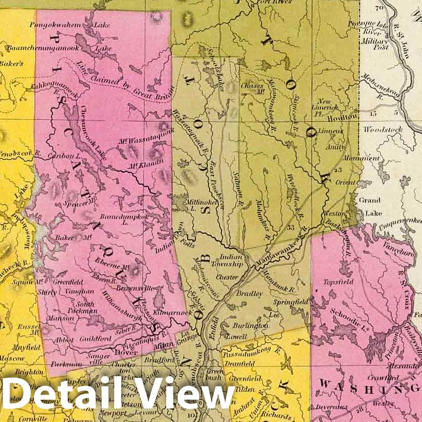 Maine 1846 Historical Map Print - Mitchell's Universal Atlas