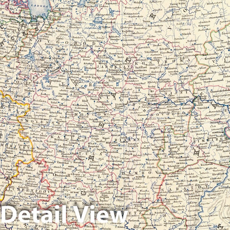 European Russia - Boundary Map, 1861 - Historical Map Print