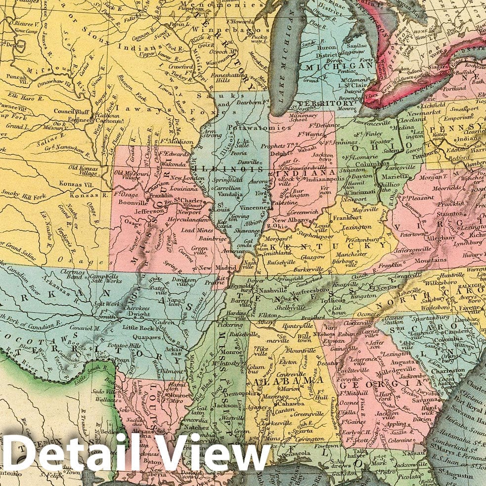 United States and Nova Scotia, 1832 - Historical Map Print