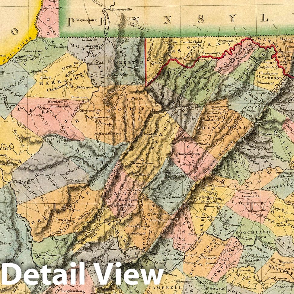 Virginia, Maryland, Delaware with Plan of Washington and Georgetown, 1831 - Historical Map Print