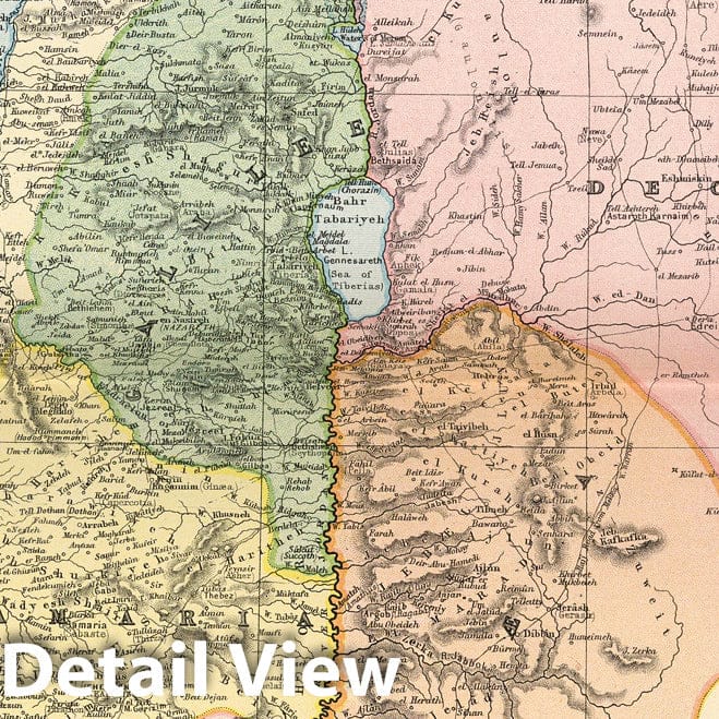 Palestine and Jerusalem - Road Map, 1891 - Historical Map Print