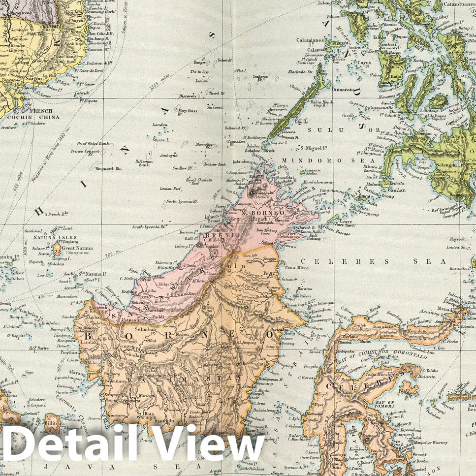 East Indies with Burma, Siam, and Anam - Railroad Map, 1891
