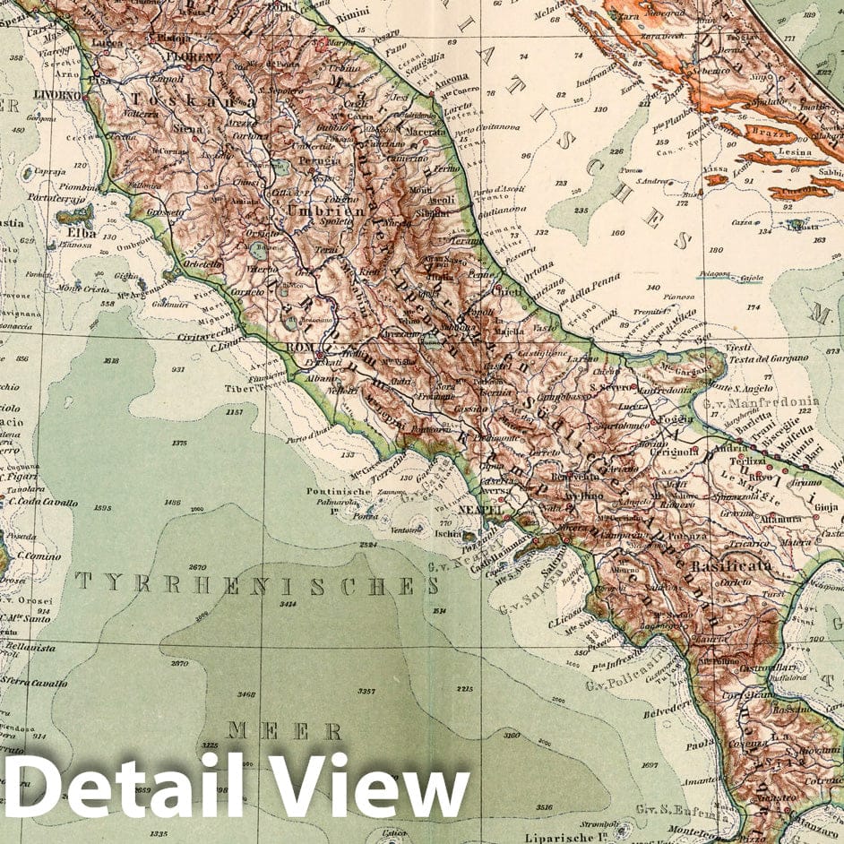 Italy - Plate No. 19, 1925 - Stieler's Atlas Historical Map Print