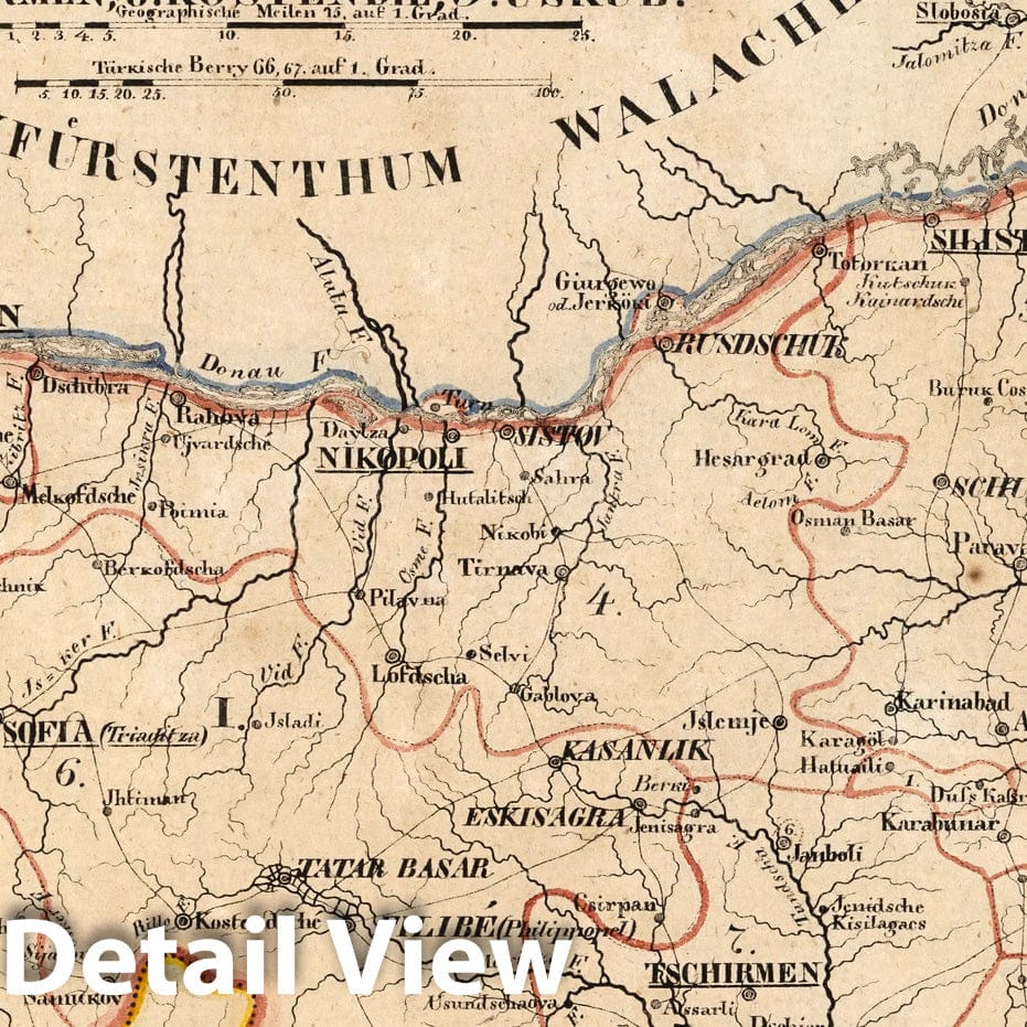 Historic Map : Turkey, Ottoman Empire V.1:1-5: II: Turkei. I. Ejalet Rumili und die Sandschak's 1825 , Vintage Wall Art