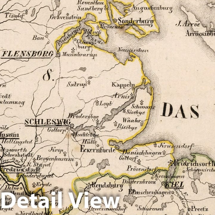 Denmark: Schleswig, Holstein, and Lauenburg - Boundary Map, 1825