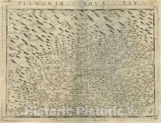 Historic Map : Italy, , EuropePiamonte nova tavola 1548 , Vintage Wall Art