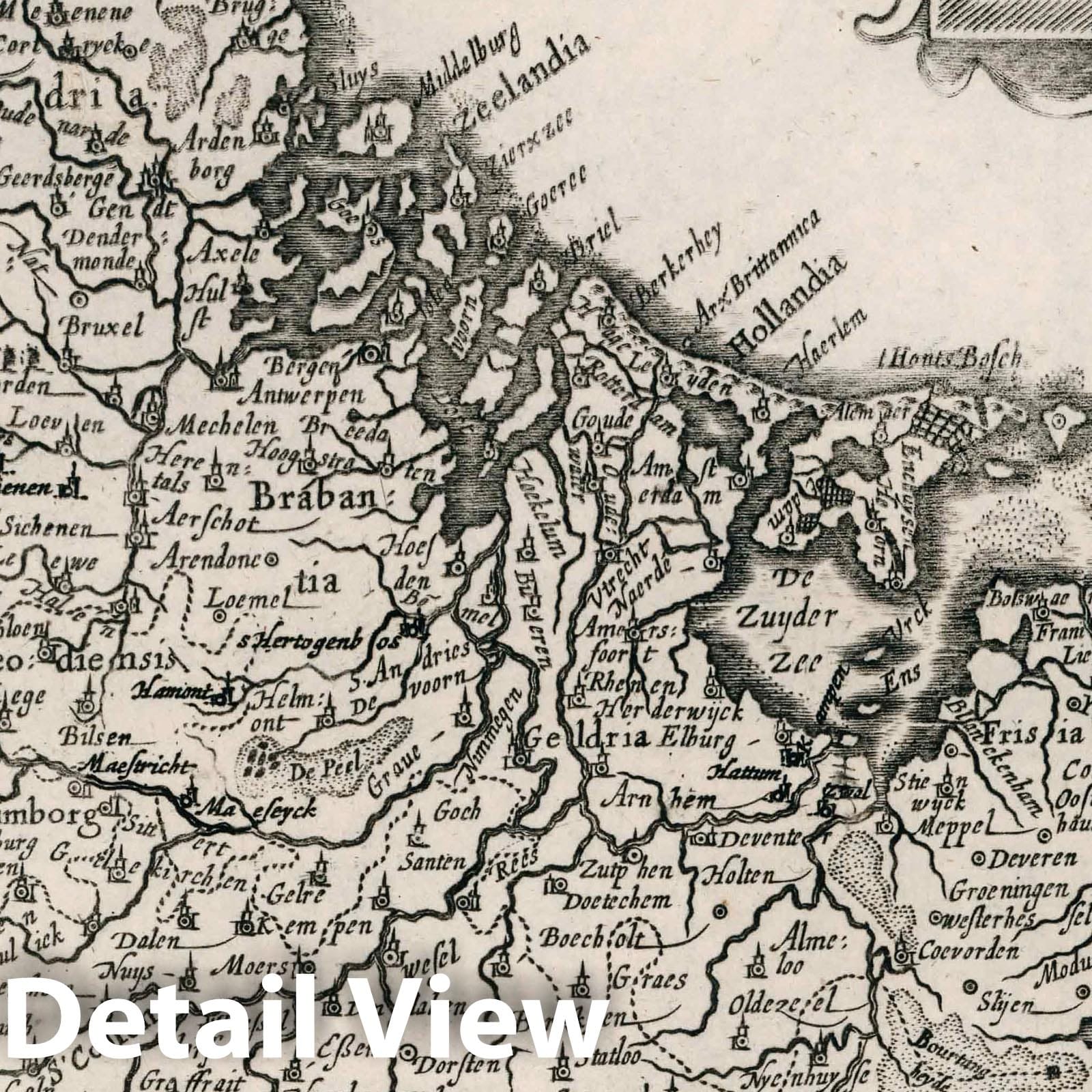 Germania Inferior (Lower Germany) - River Map, 1636 - Historical Map Print