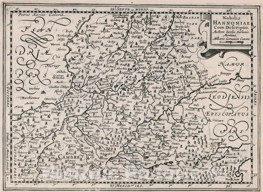Historic Map : Belgium,Nobilis Hannoniae comitatus descriptio 1636 , Vintage Wall Art