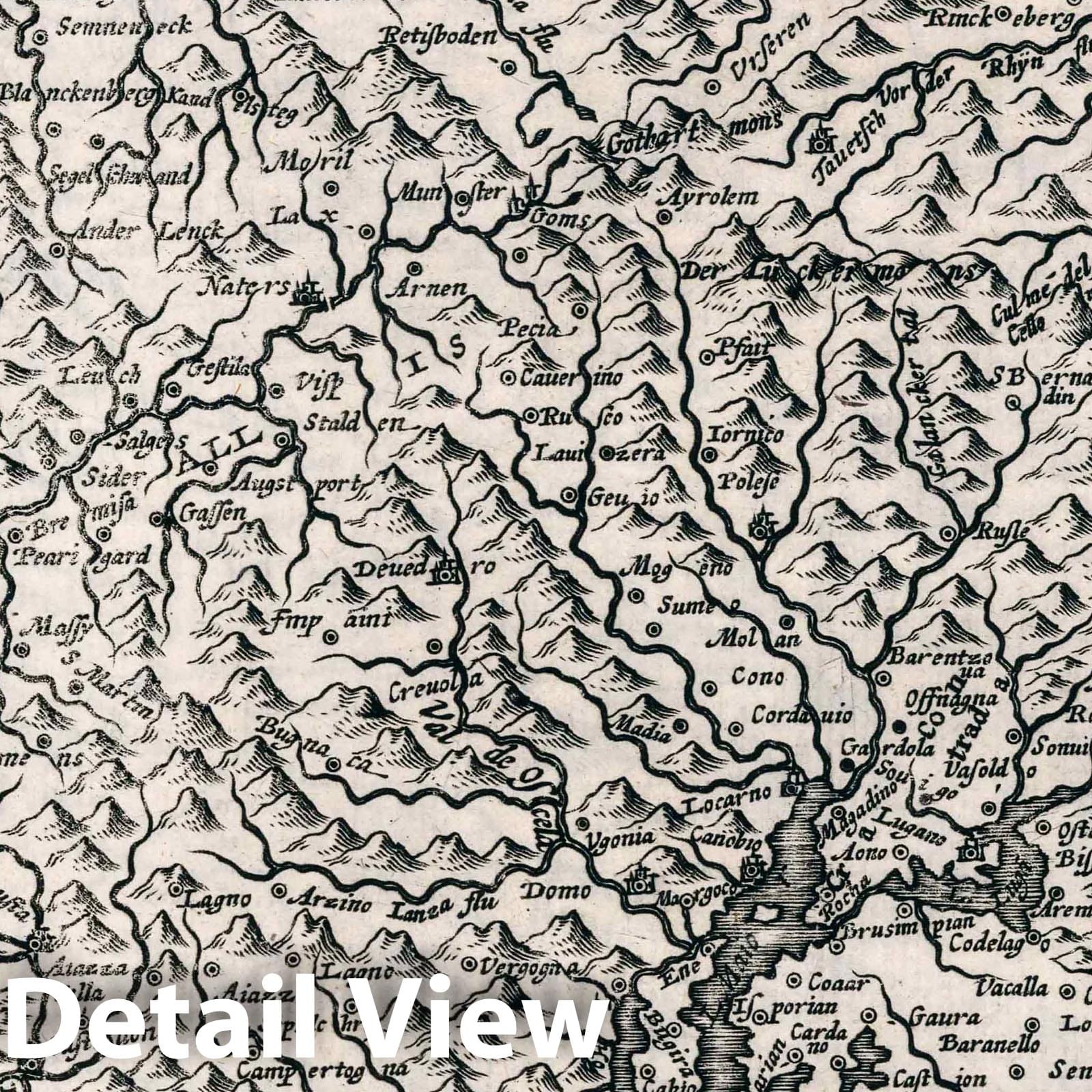 Western Lombardy and Valesia - River Map, 1636 - Historical Map Reproduction