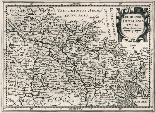 Historic Map : Belgium,Leodiensis Dioecesis Typus 1636 , Vintage Wall Art