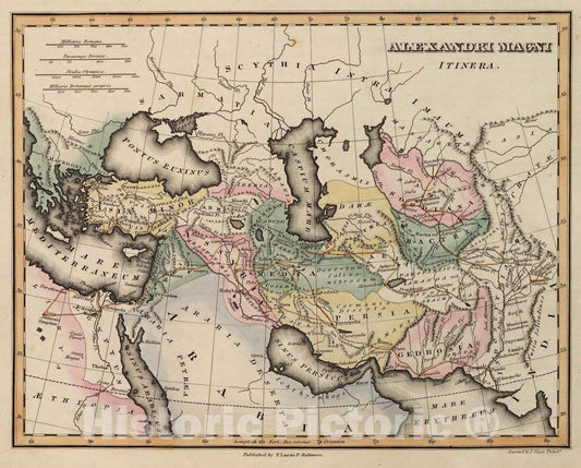 Historic Map : World Atlas Map, Alexandri Magni Itinera. 1823 - Vintage Wall Art