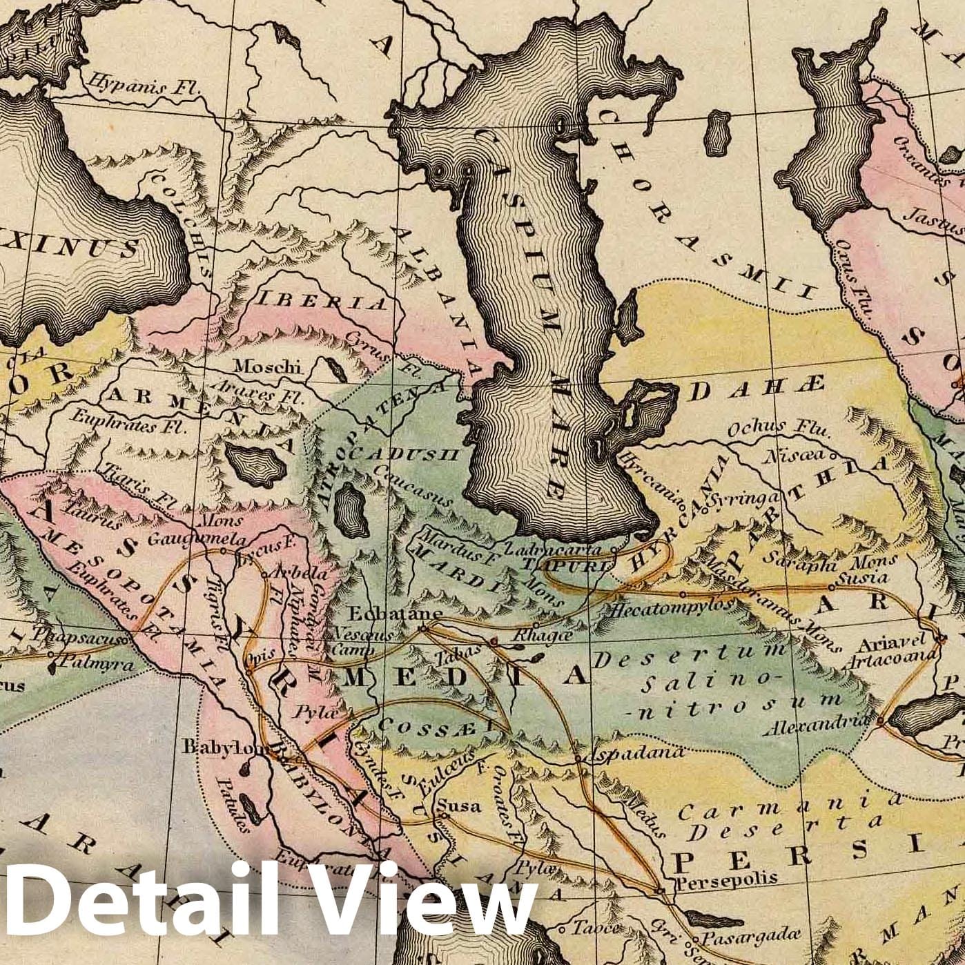 Routes of Alexander the Great - River Map, 1823 - Historical Map Print