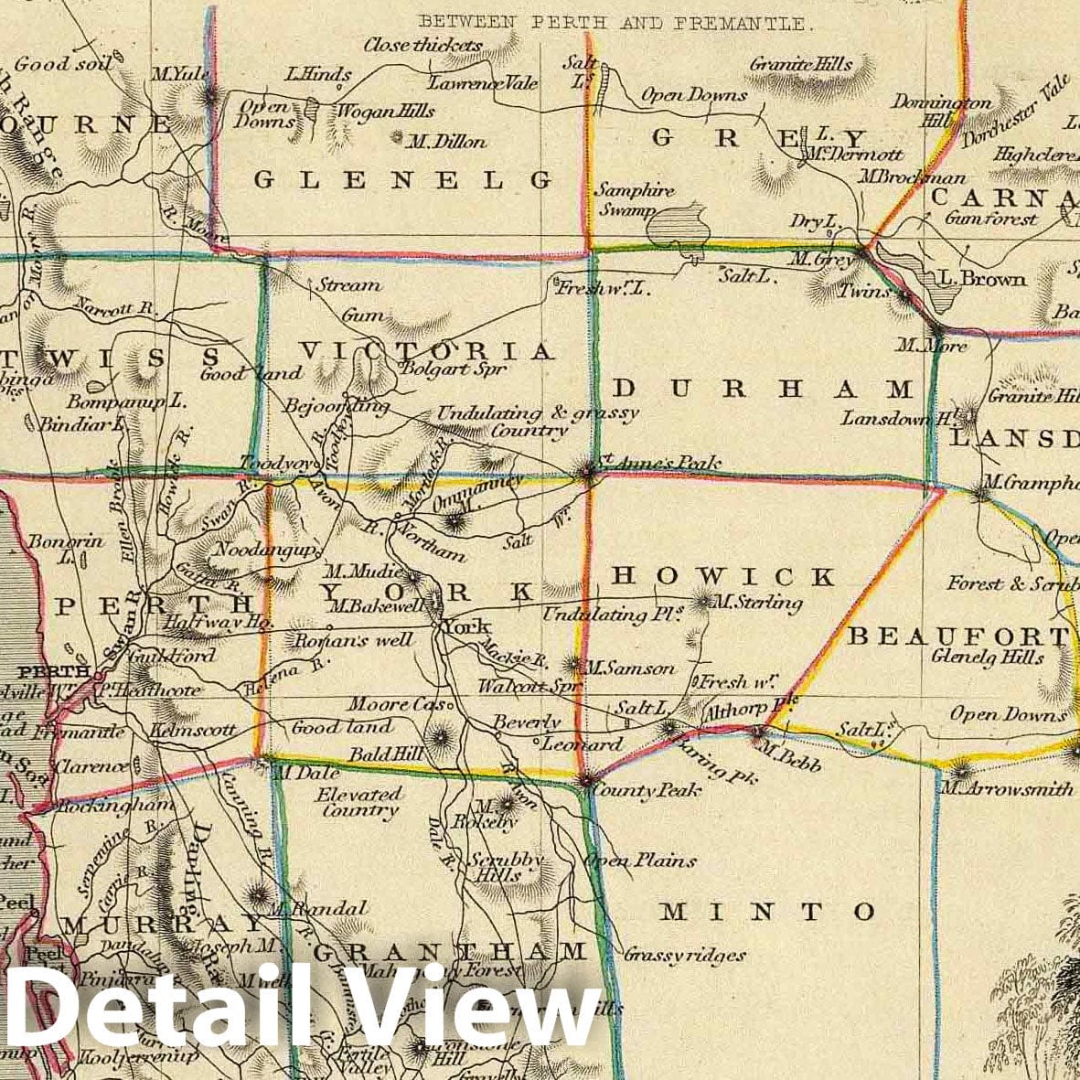 Western Australia, Swan River, 1851 - Historical Map Print