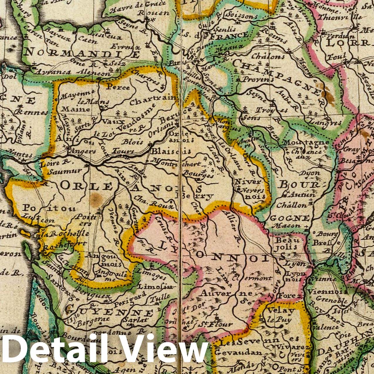 France - River Map, 1736 - Historical Map Print by Herman Moll