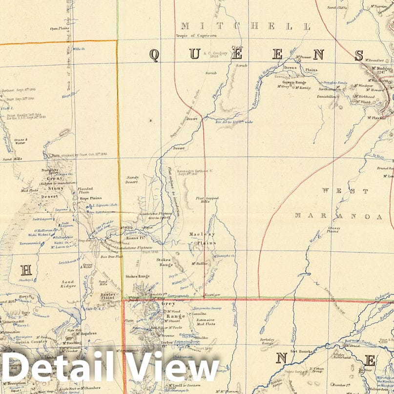 South Australia, New South Wales, Victoria & Queensland - 1861 Boundary Map Print