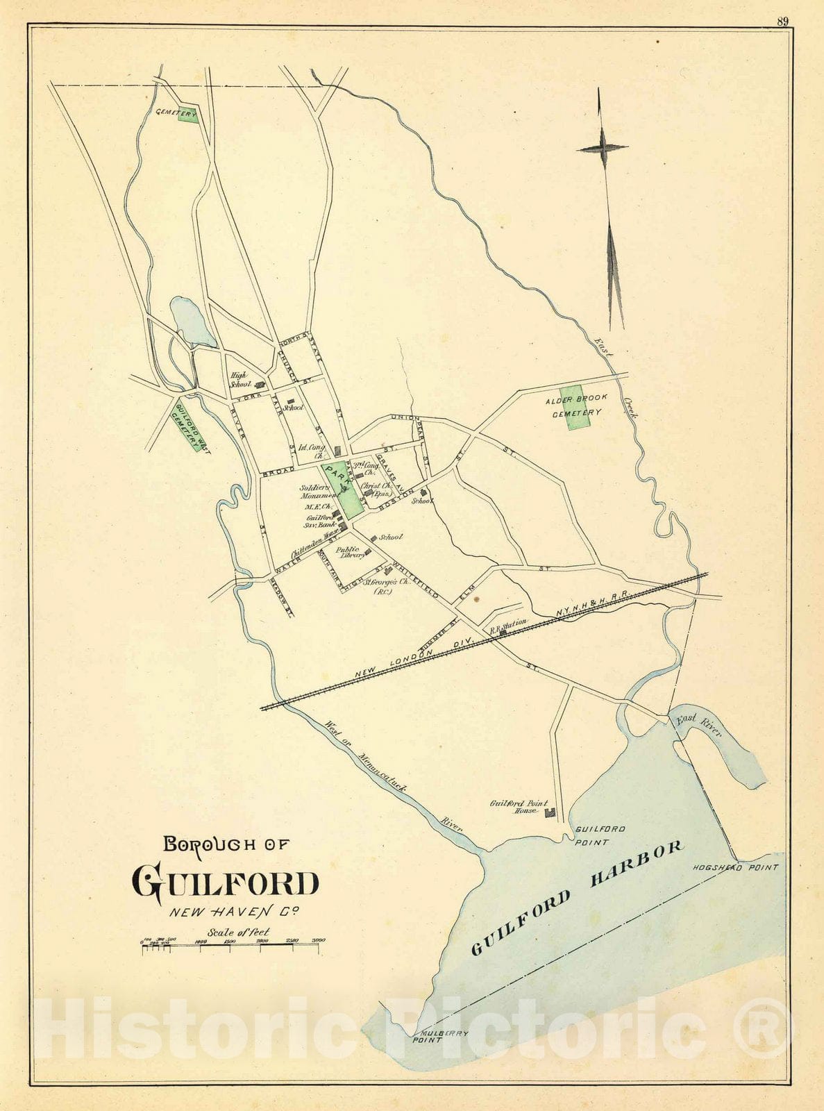 Historic Map : State Atlas Map, Guilford. 1893 - Vintage Wall Art
