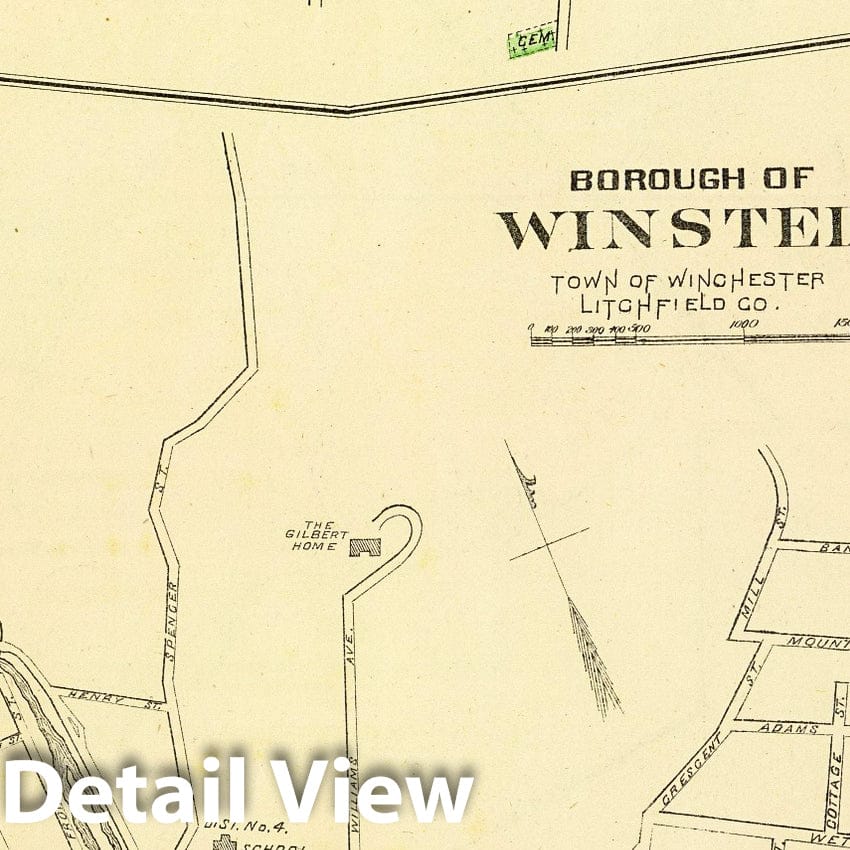Historic Map : State Atlas Map, Winsted, Terryville. 1893 - Vintage Wall Art
