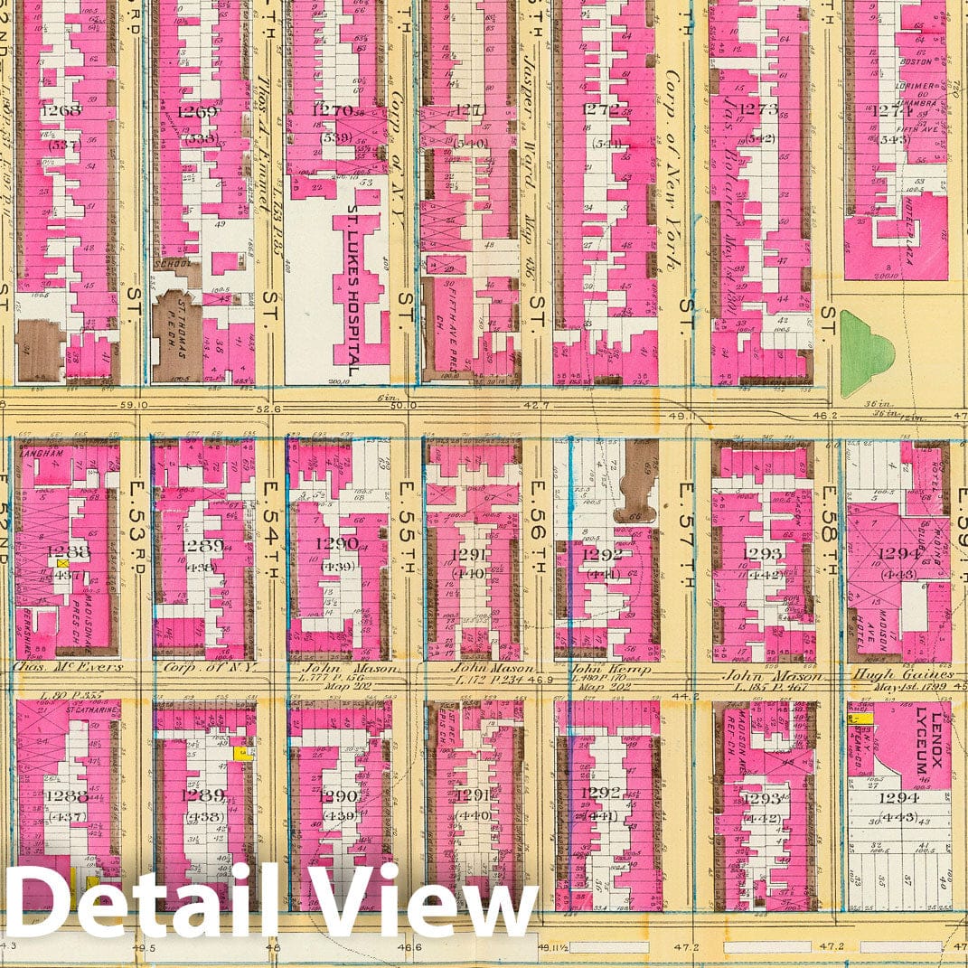 Manhattan Ward 19 Fire Insurance Map 1891 - Historical NYC City Plan Print