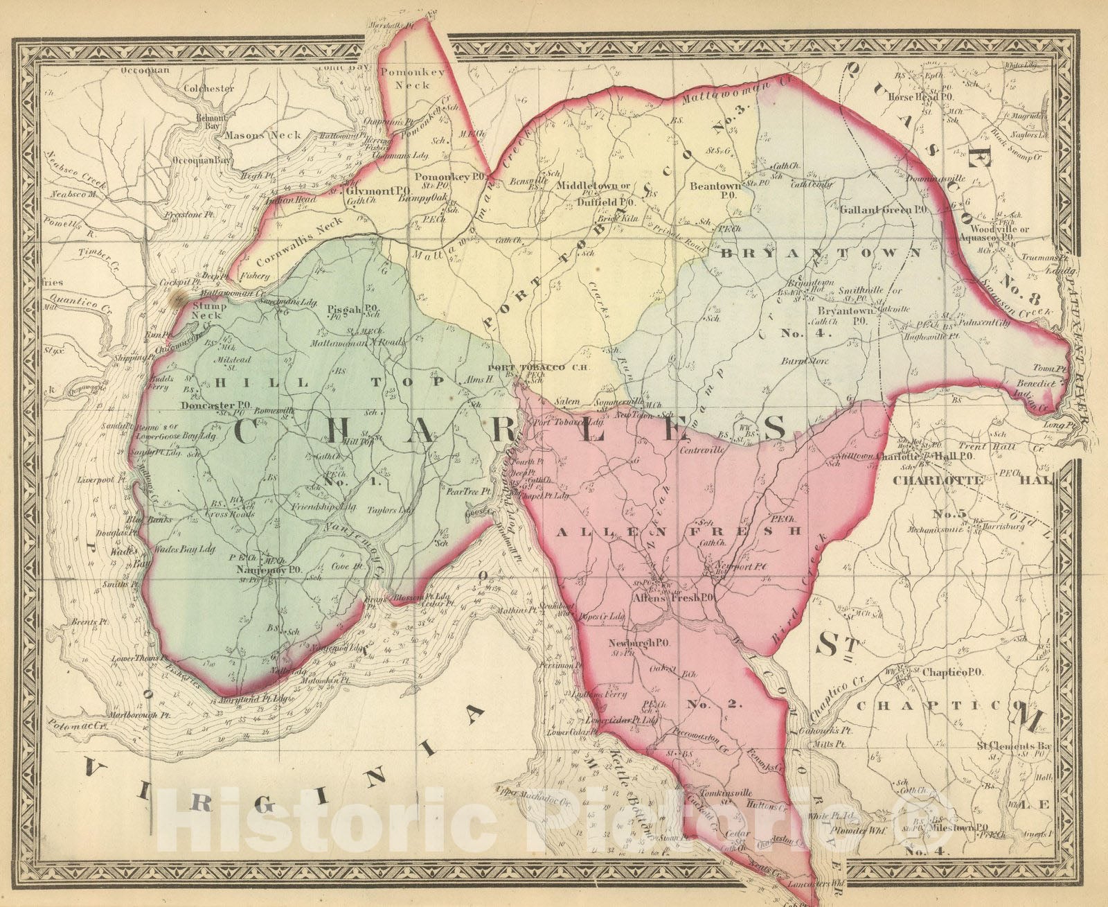 Historic Map : State Atlas Map, Charles. 1866 - Vintage Wall Art