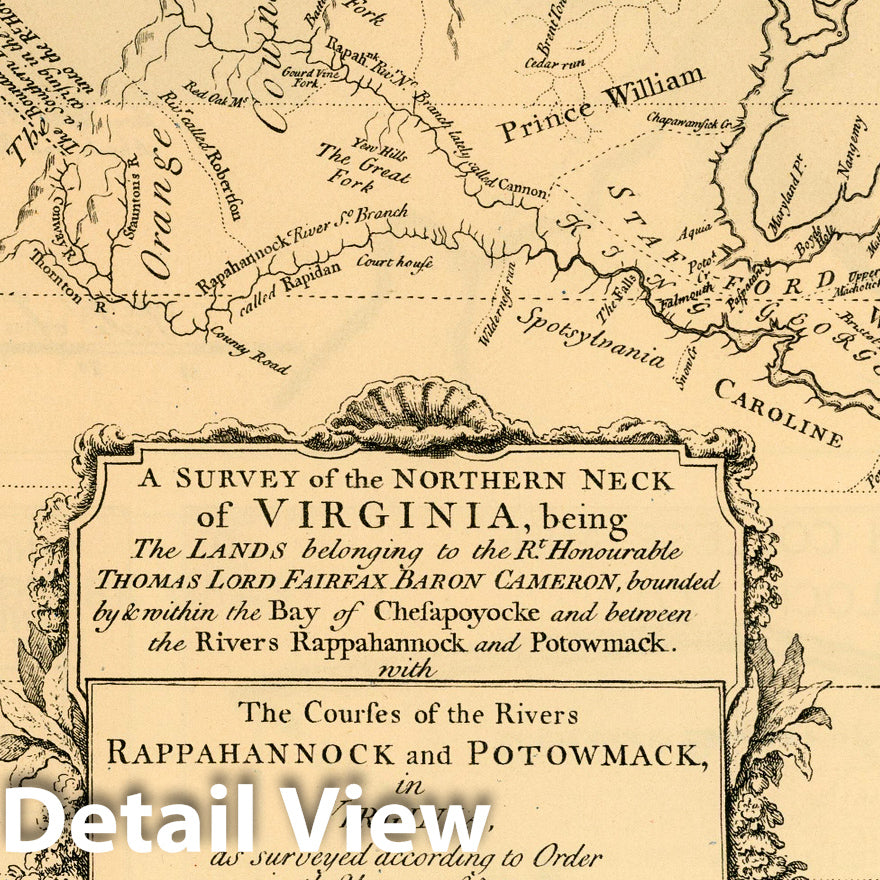 Fairfax Lands Survey and Washington Military Grants - Plate No. 51, 1774