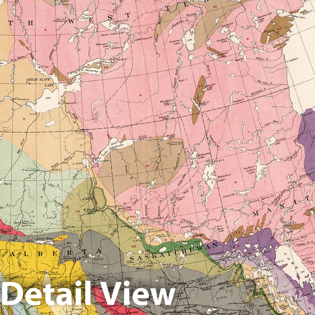Canada - Geology Map, 1915 - Historical Map Print
