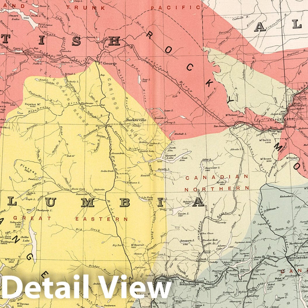Alberta, British Columbia and Yukon - Railroad Map, 1915