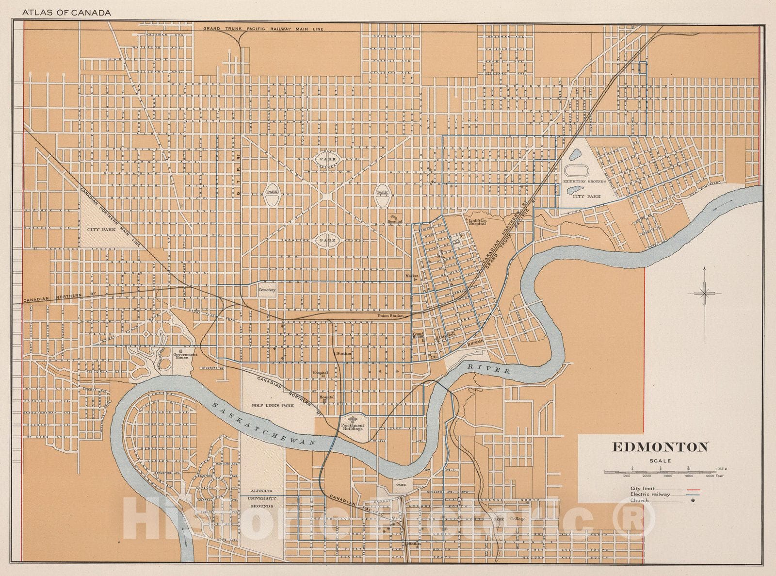 Historic Map : Edmonton 1915 - Vintage Wall Art