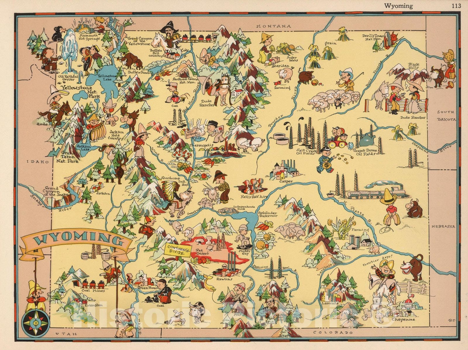 Historic Map : Wyoming. 1935 - Vintage Wall Art