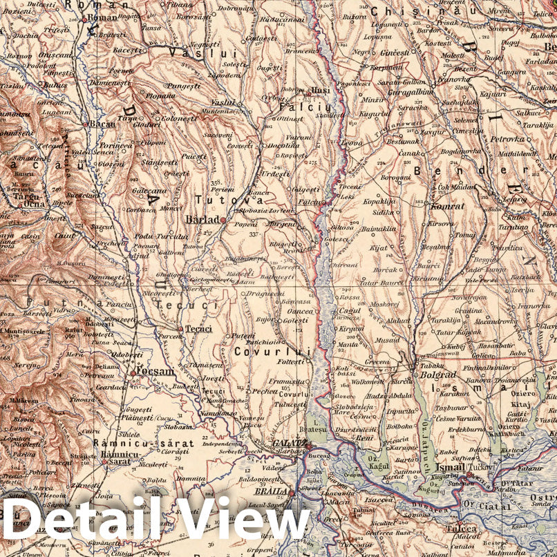 Eastern Romania, 1925 - Historical Map Print from Stieler's Atlas