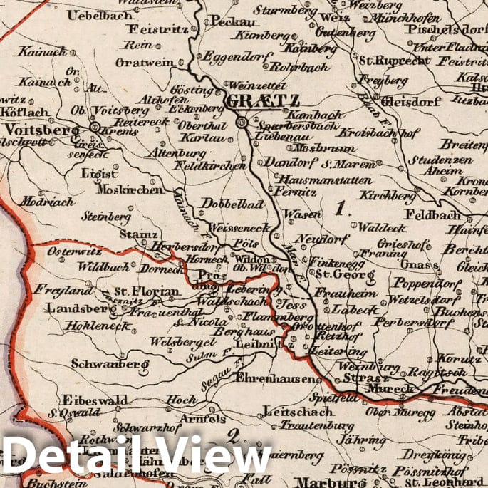 Austria and Styria, 1828 - Historical Map Print