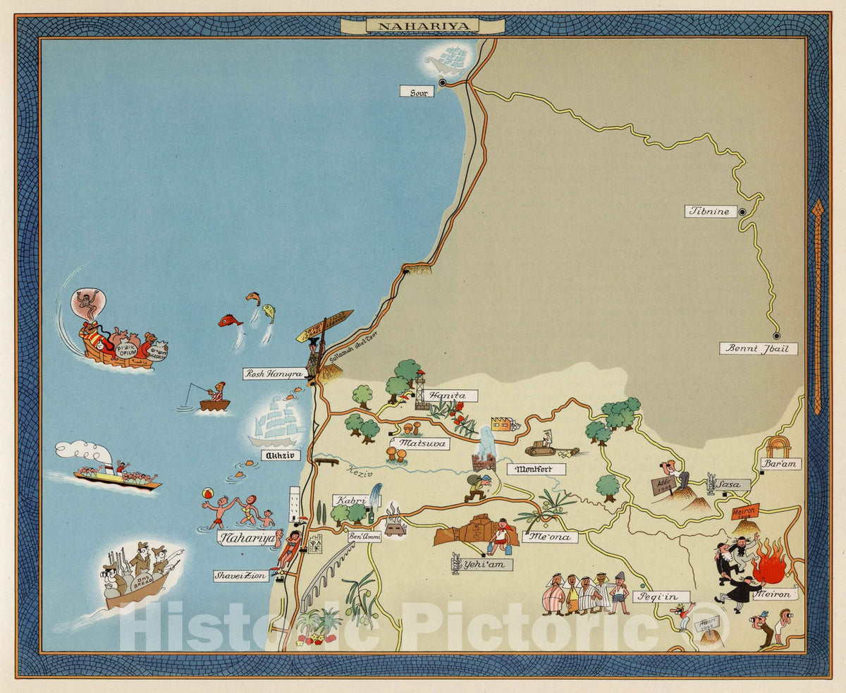 Historic Map : Nahariya 1957 - Vintage Wall Art