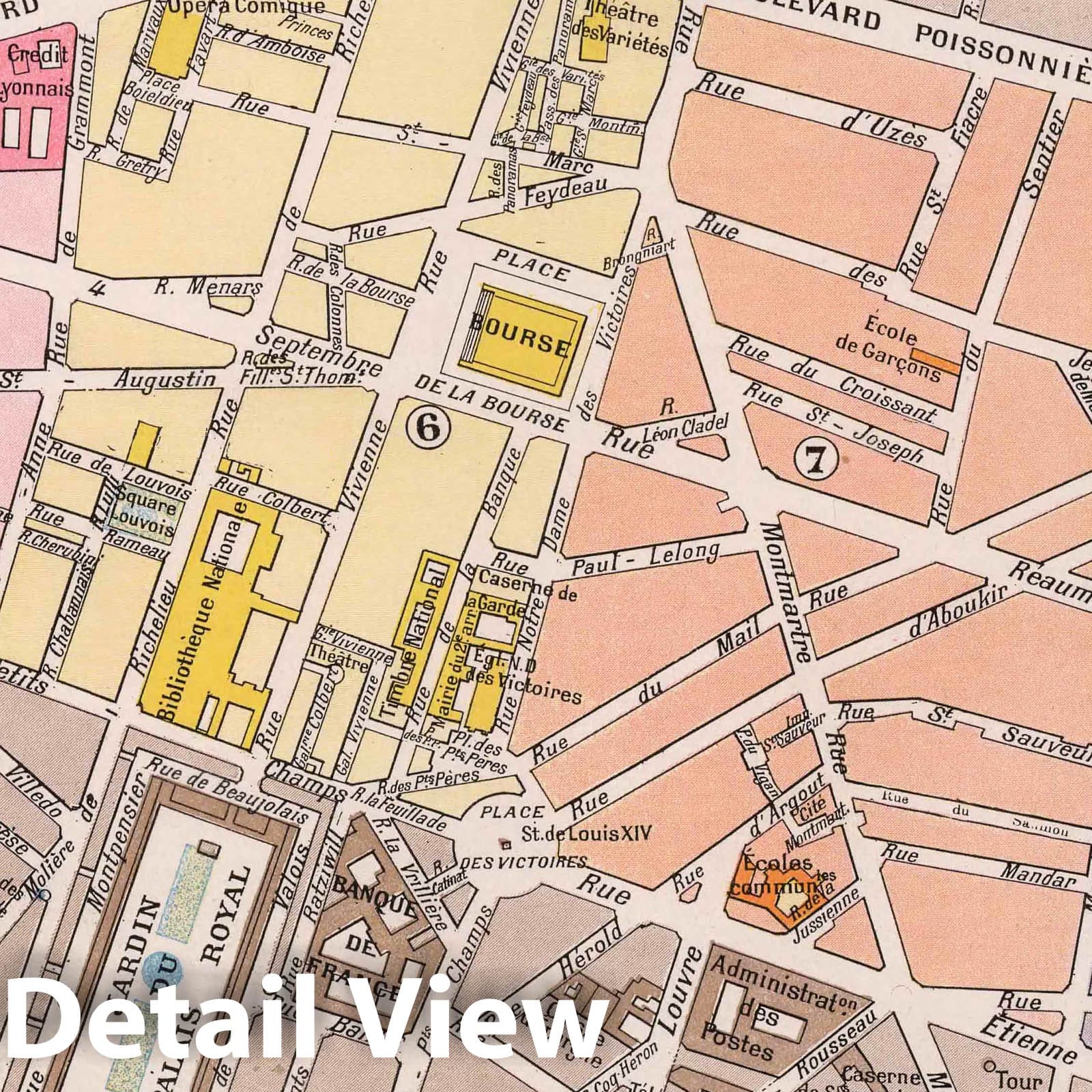 Paris, France - 2nd Arrondissement, 1900 - Historical Map Print