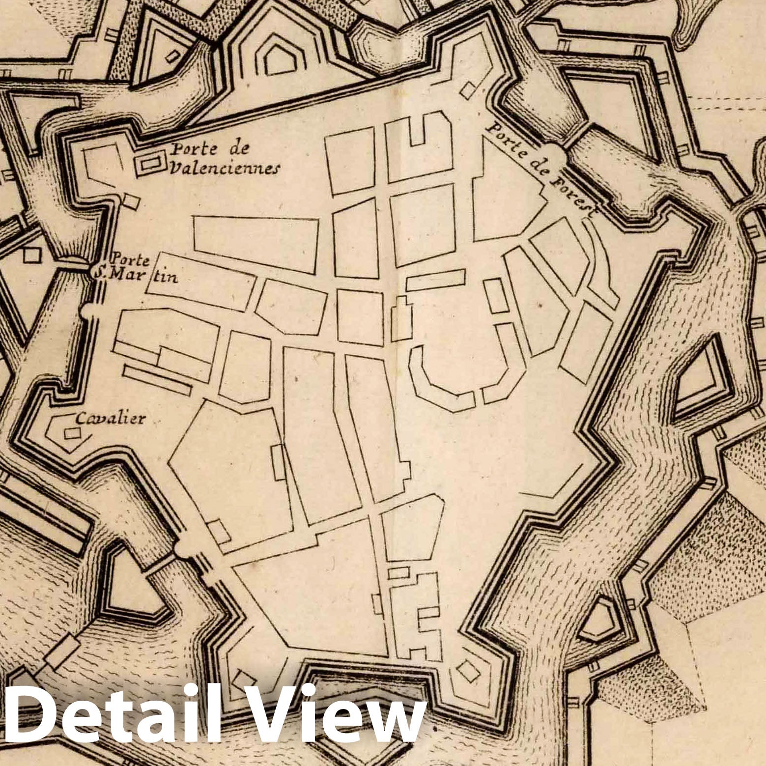 Quesnoy, France - Plan No. 60, 1727 - Historical Military Map Print