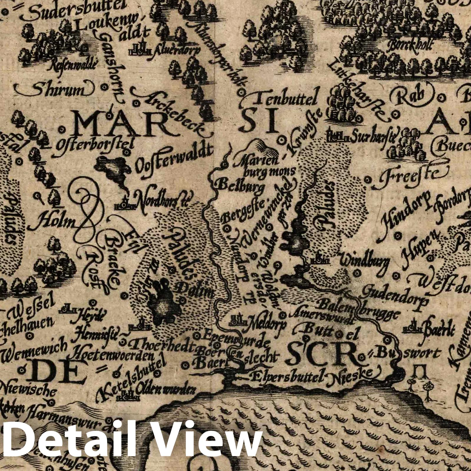 Holstein, Germany 1600 Historical Map Print